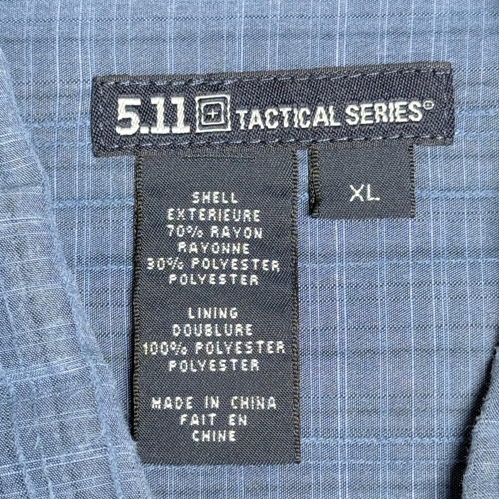5.11 Tactical Blue Conceal Carry‎ Short Sleeve Button Shirt Mens XL Textured - Picture 2 of 9